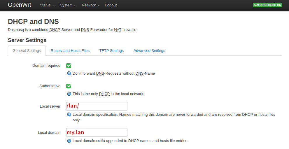 OpenWrt Local domain